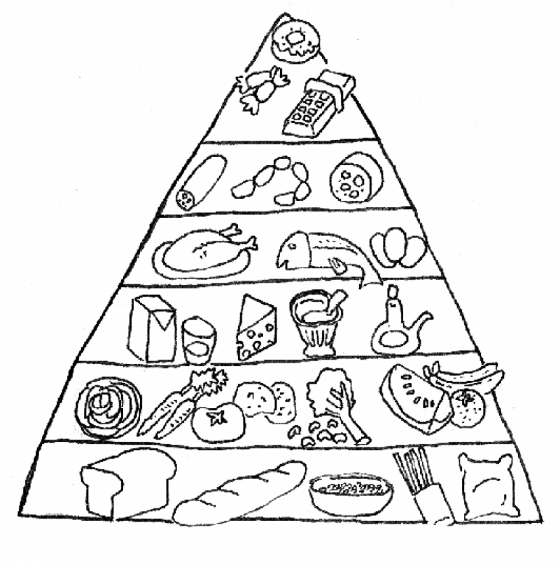 800x807 Food Pyramid Coloring Page For Preschoolers Food Pyramid Coloring