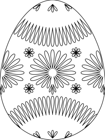 358x480 Easter Egg With Flower Pattern Coloring Page From Easter Eggs