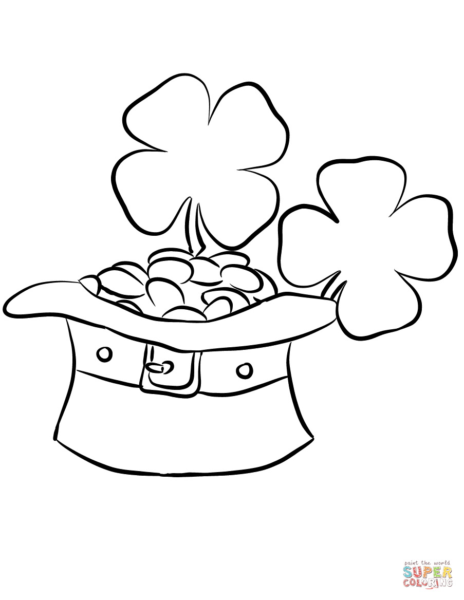 903x1168 Leprechaun Hat And Gold Coins Coloring Page To Coin