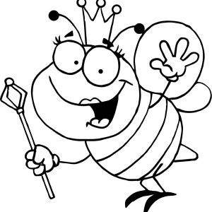 300x300 Bumblebee, Bumblebee Queen With Royal Sceptre Coloring Page