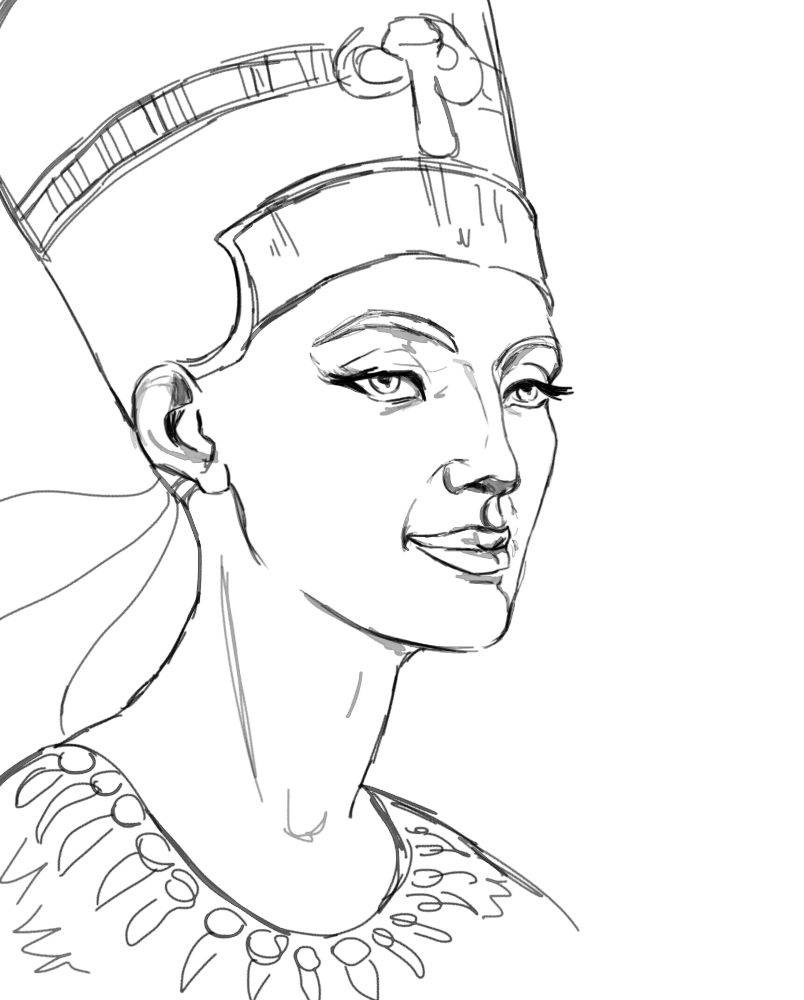 804x1000 Egyptian Queen Nefertiti Drawing
