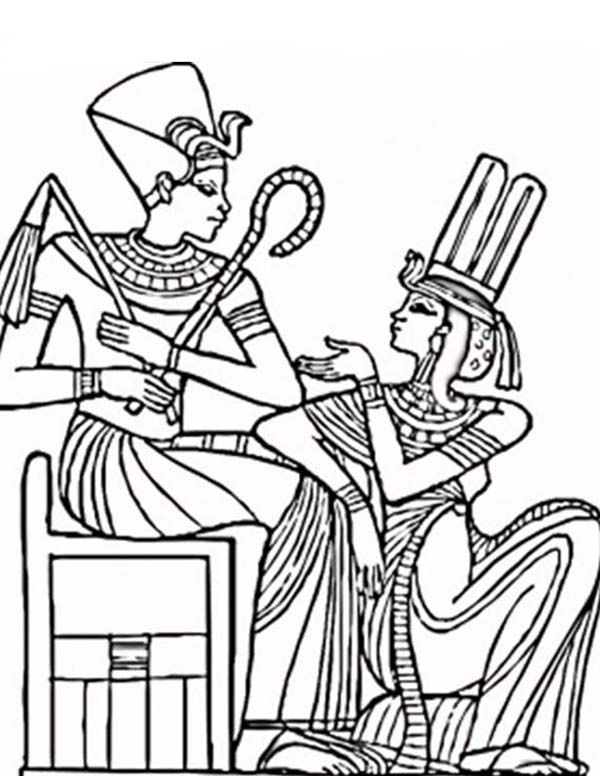 600x776 An Ancient Egypt Pharaoh And His Queen Coloring Page
