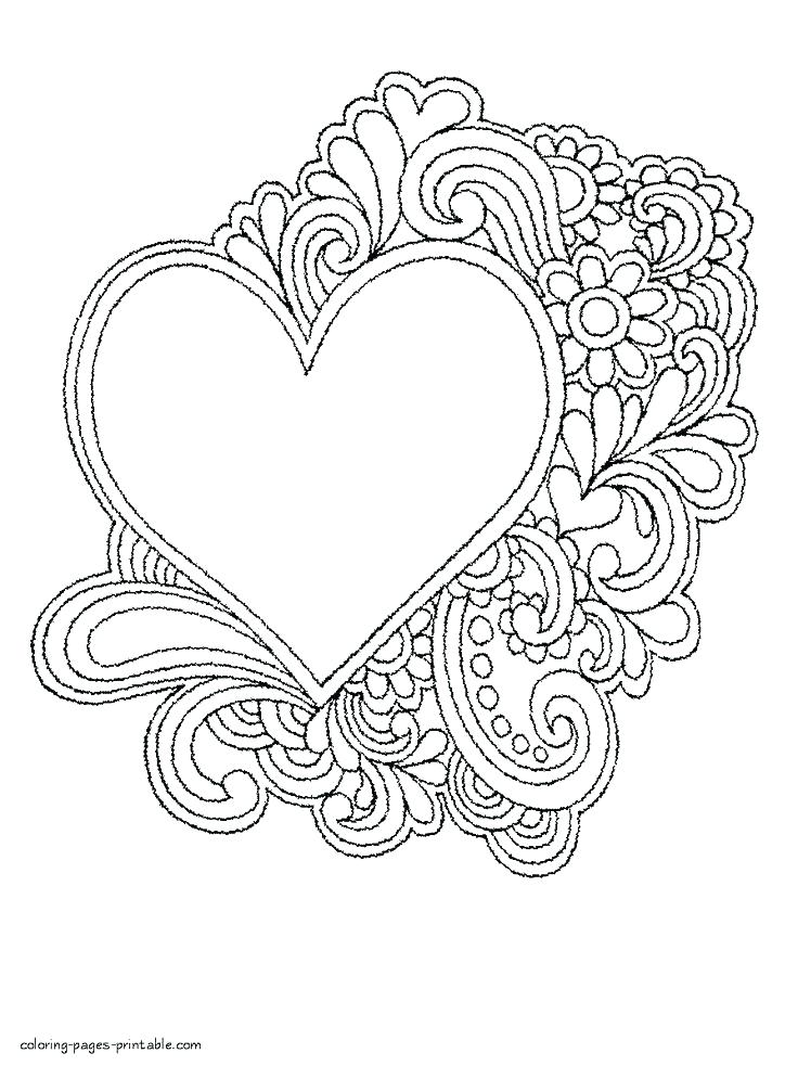 736x983 Coloring Page Heart Valentines Day Hearts Coloring Pages Cute