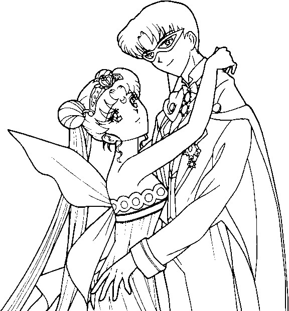 576x621 Neo Queen Serenity And King Endymion Coloring Page