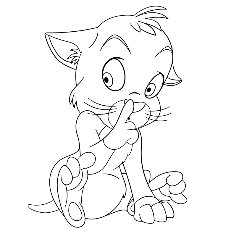 781x781 Quiet Kitty Free Coloring Page Animals, Disney, Kids Coloring Pages