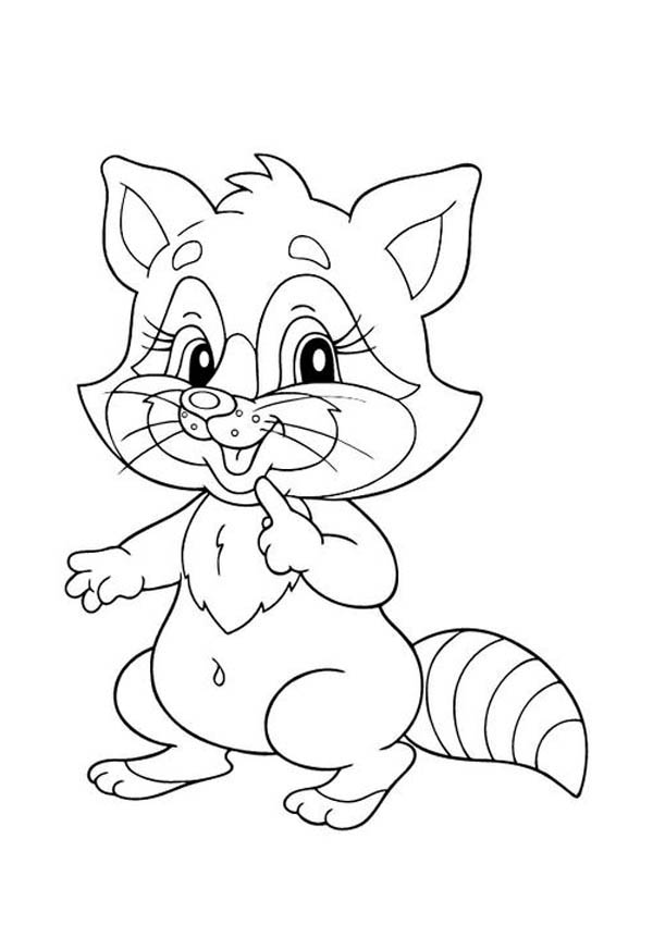 600x850 Cute Little Raccoon Coloring Page