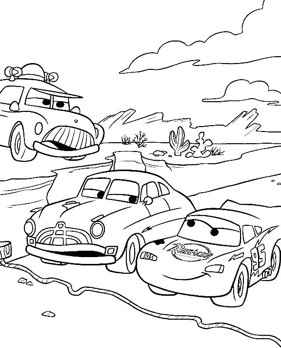 576x712 Track Race Cartoon Car Coloring Page