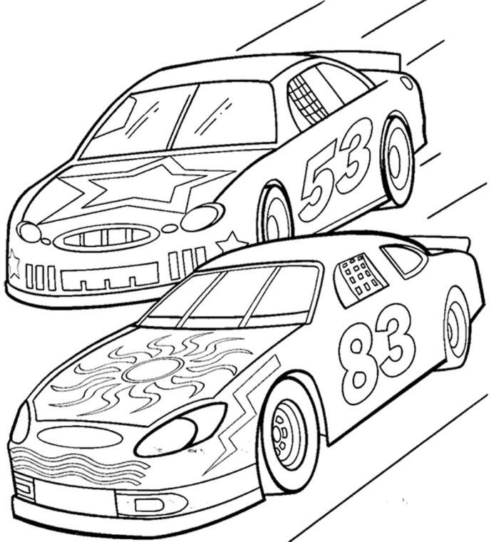 700x761 Coloring Pages Of Race Cars Two Car Track Racing Coloring Page
