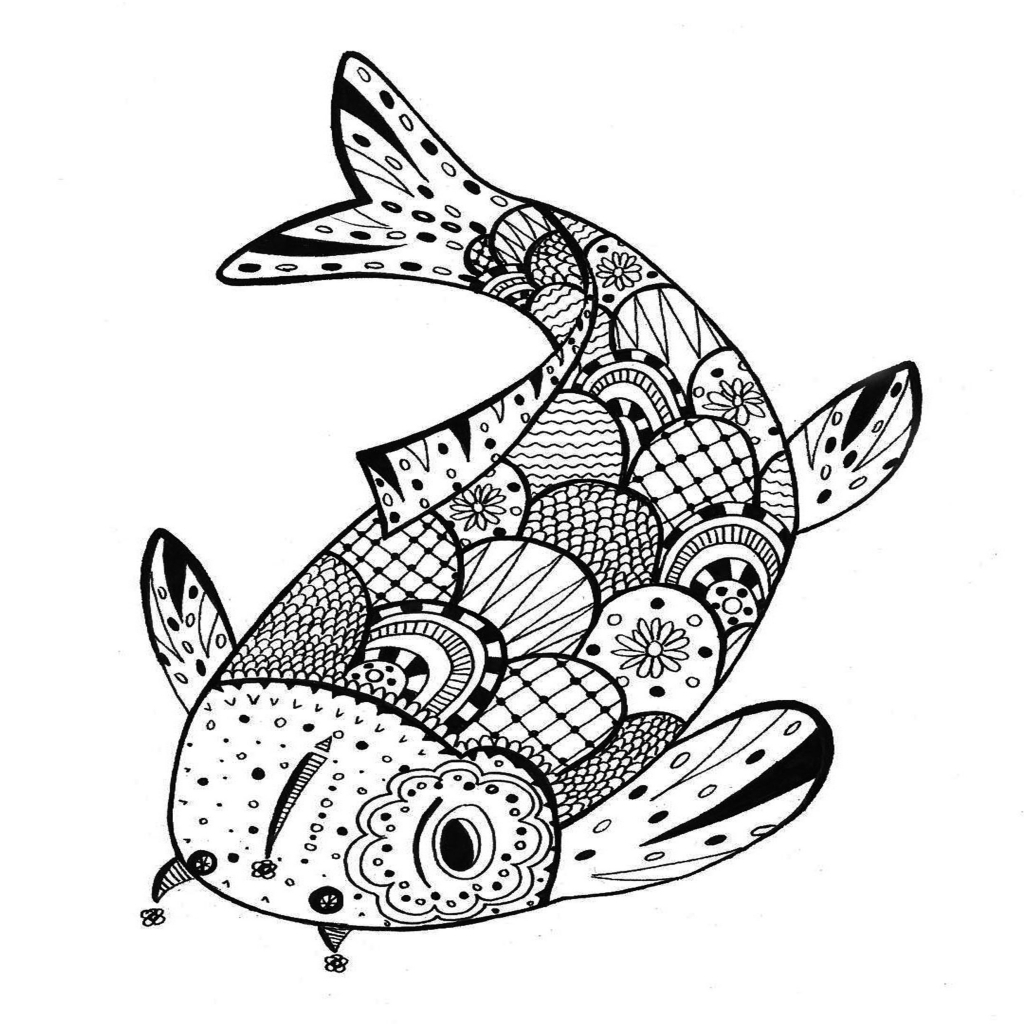 1024x1024 Fish Zentangle Rachel Zentangle Coloring Pages For Adults
