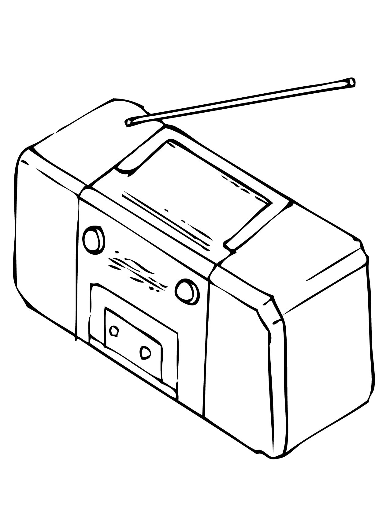 1275x1650 Radio Coloring Page