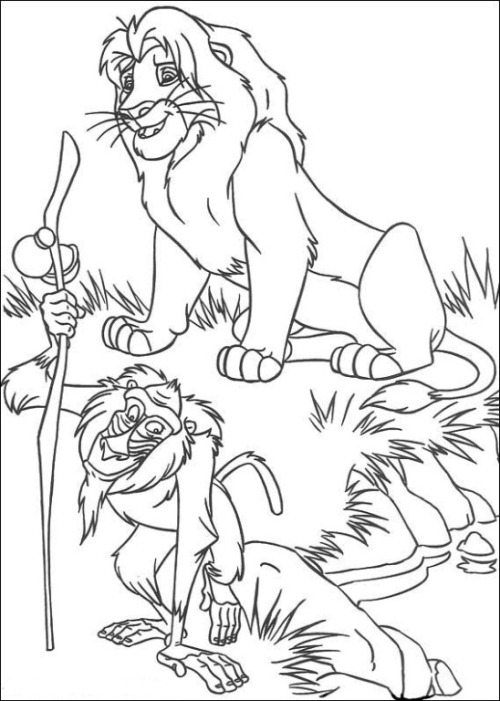 500x701 Rafiki And Adult Simba Coloring Page Animal Pages