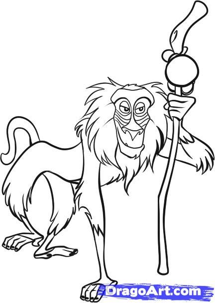 432x607 How To Draw Rafiki Step How To Draw Disney Characters