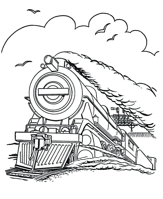 670x820 Streamlined Diesel Engine Train On Railroad Coloring Page Color
