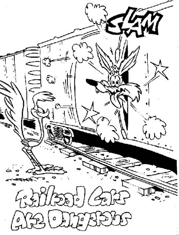 600x787 Roadrunner Railroad Cars Are Dangerous Coloring Pages Batch Coloring