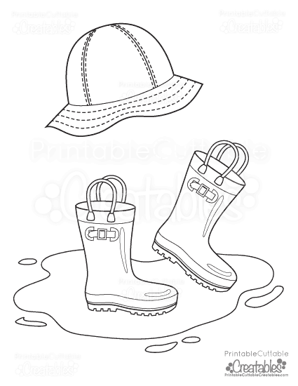 425x550 Rainboots Rain Hat Free Printable Coloring Page Free Printable