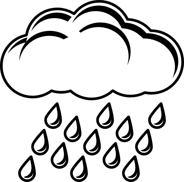 600x595 Cloud With Rain Outline Clip Art