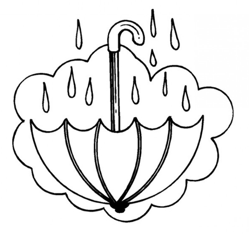 800x752 Umbrella Under Rain Coloring For Kids