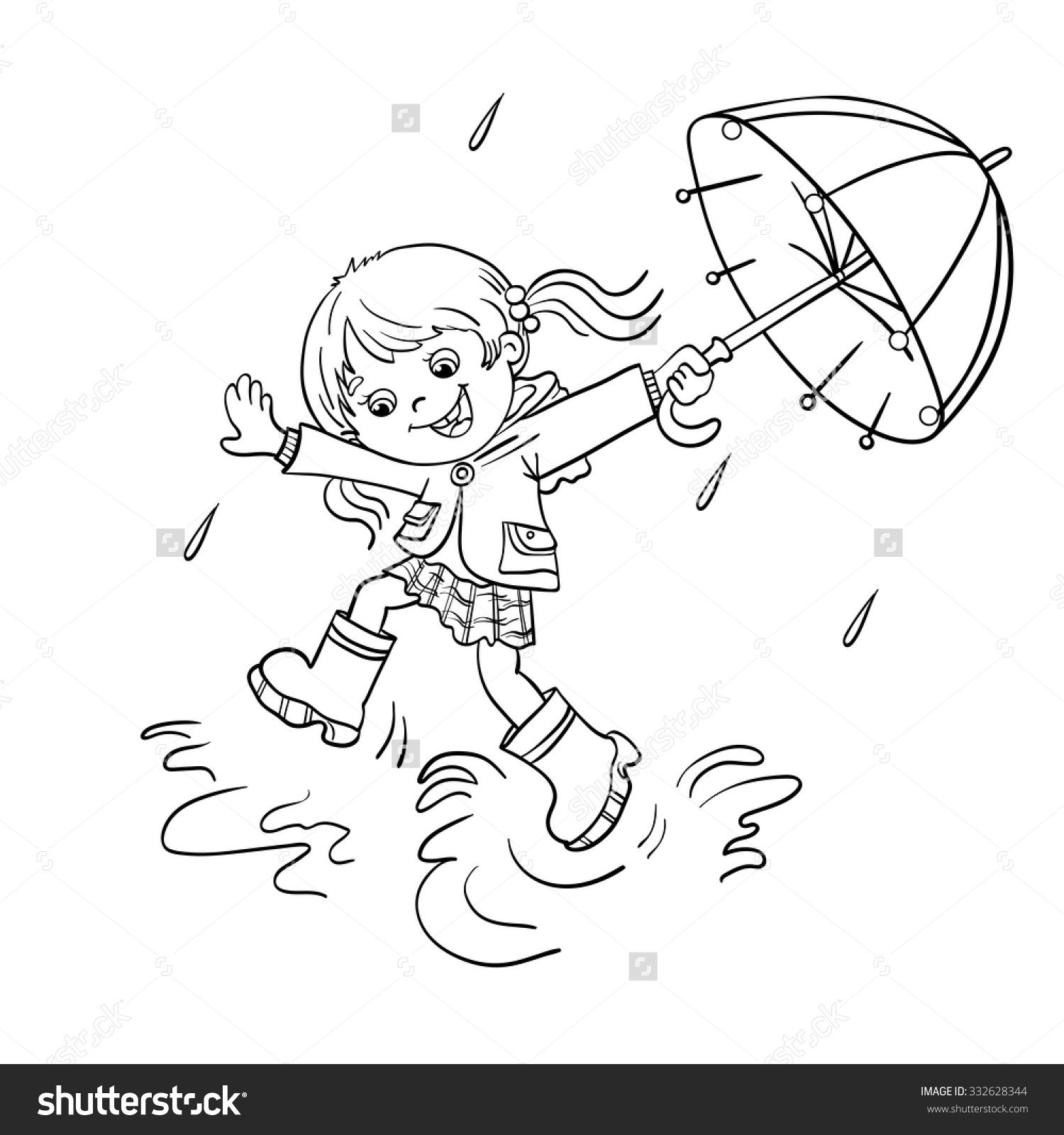 1500x1600 Playing In The Rain Coloring Pages Coloring Page Outline