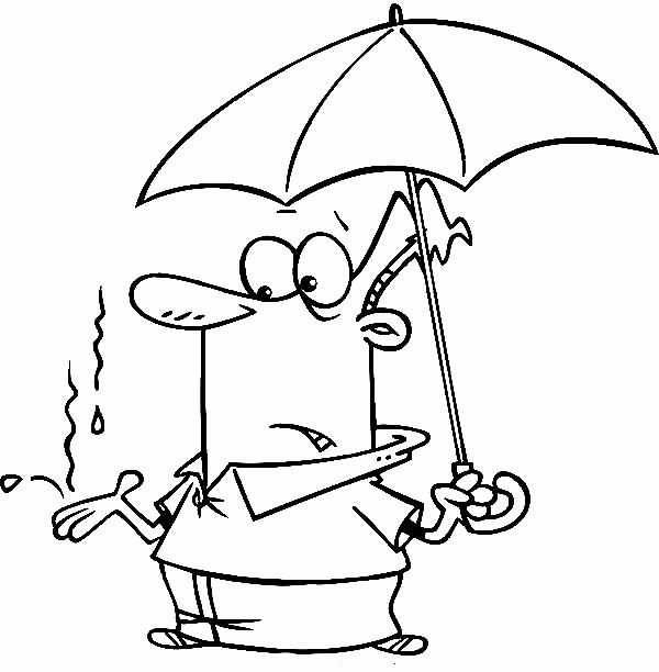 600x612 Man Catching Raindrop In His Hand Coloring Page Man Catching Rain