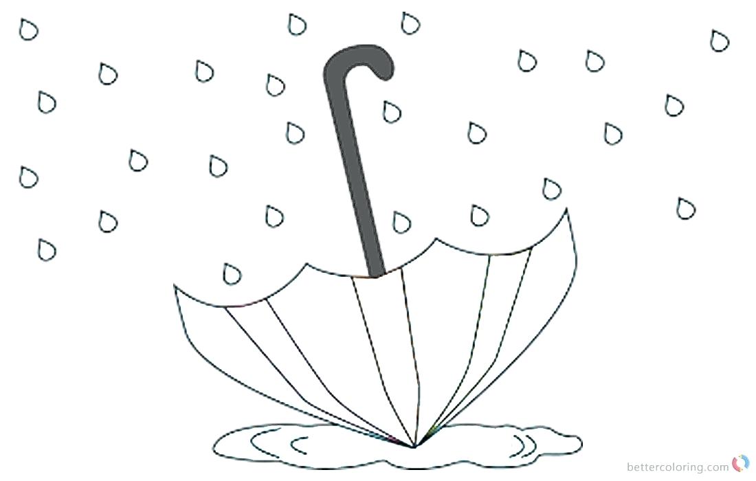 1100x700 Raindrop Coloring Pages Umbrella In The Rain Free Printable