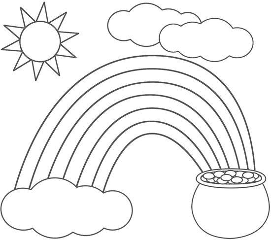 550x487 Pot Of Gold And Rainbow Coloring Pages