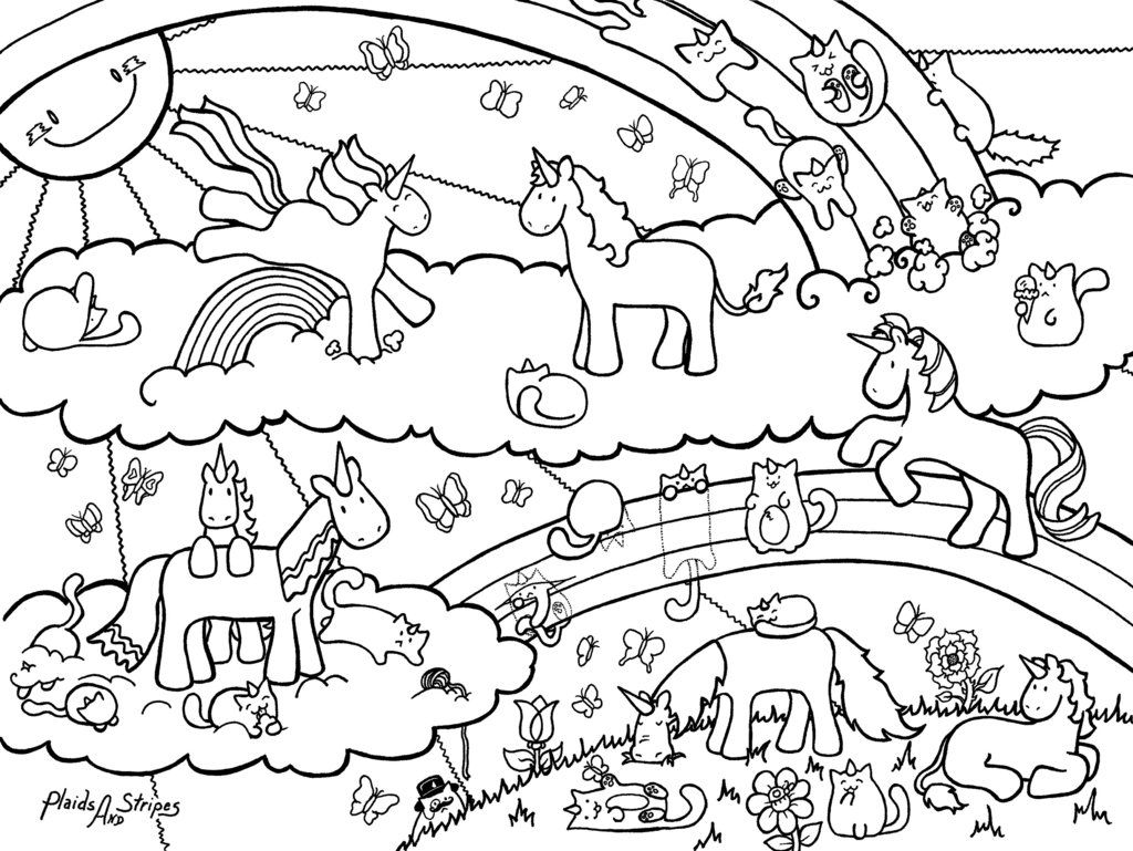 1024x769 Stunning Unicorn And Caticorn Coloring Page