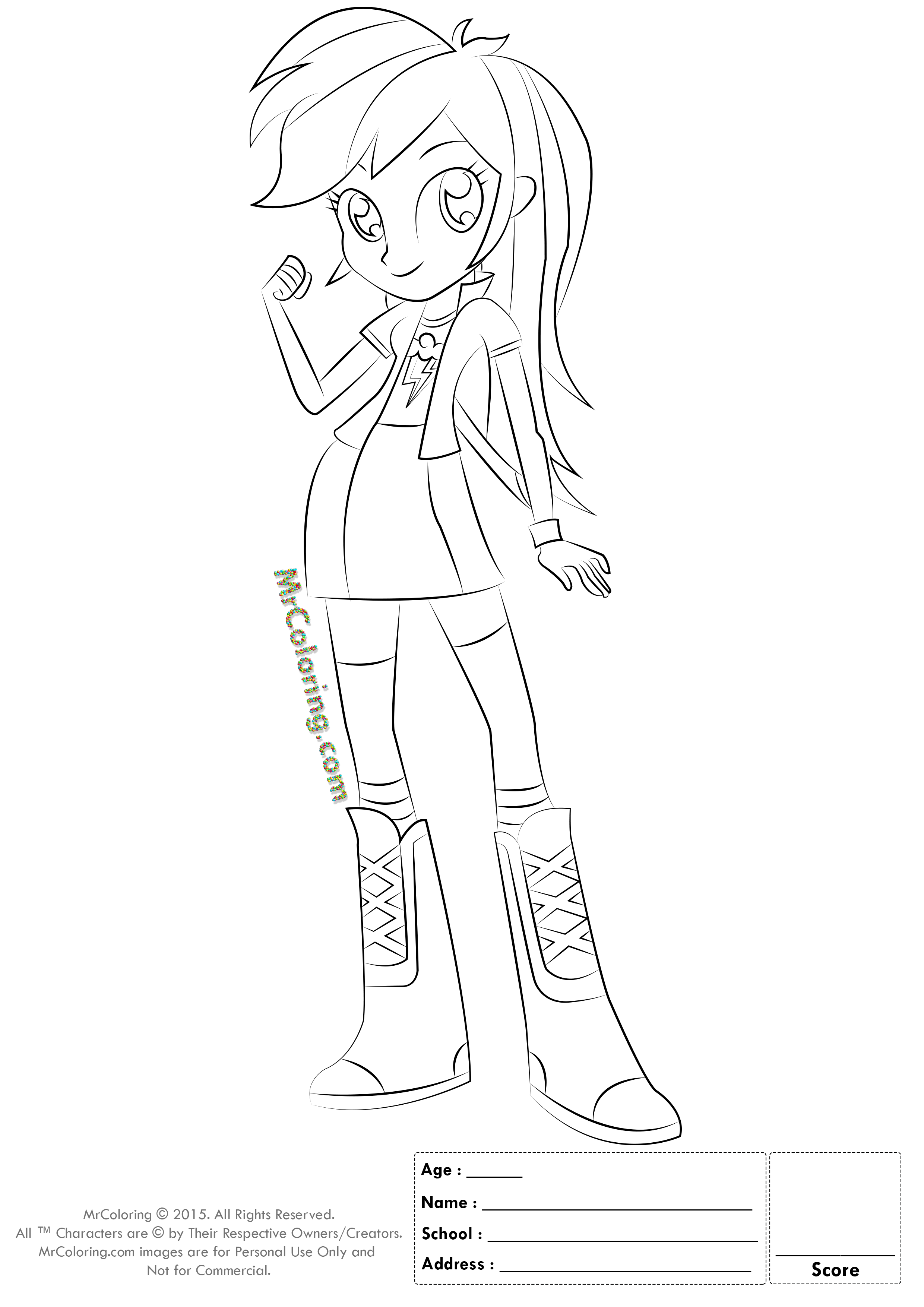 2480x3508 Rainbow Dash Coloring Page To Equestria Girls Pages