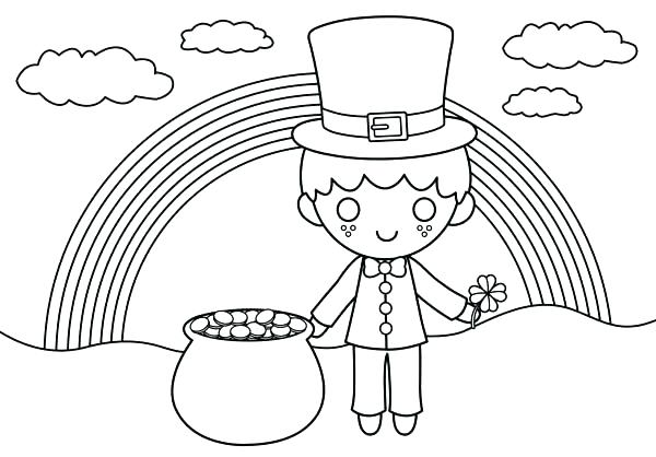 600x418 Pot Of Gold Coloring Pages Coloring Page Of A Rainbow Pot Of Gold