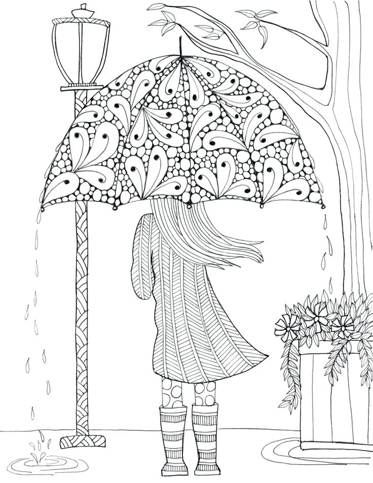 736x952 Rain Coloring Page Drawn Umbrella Colouring Picture Raincoat