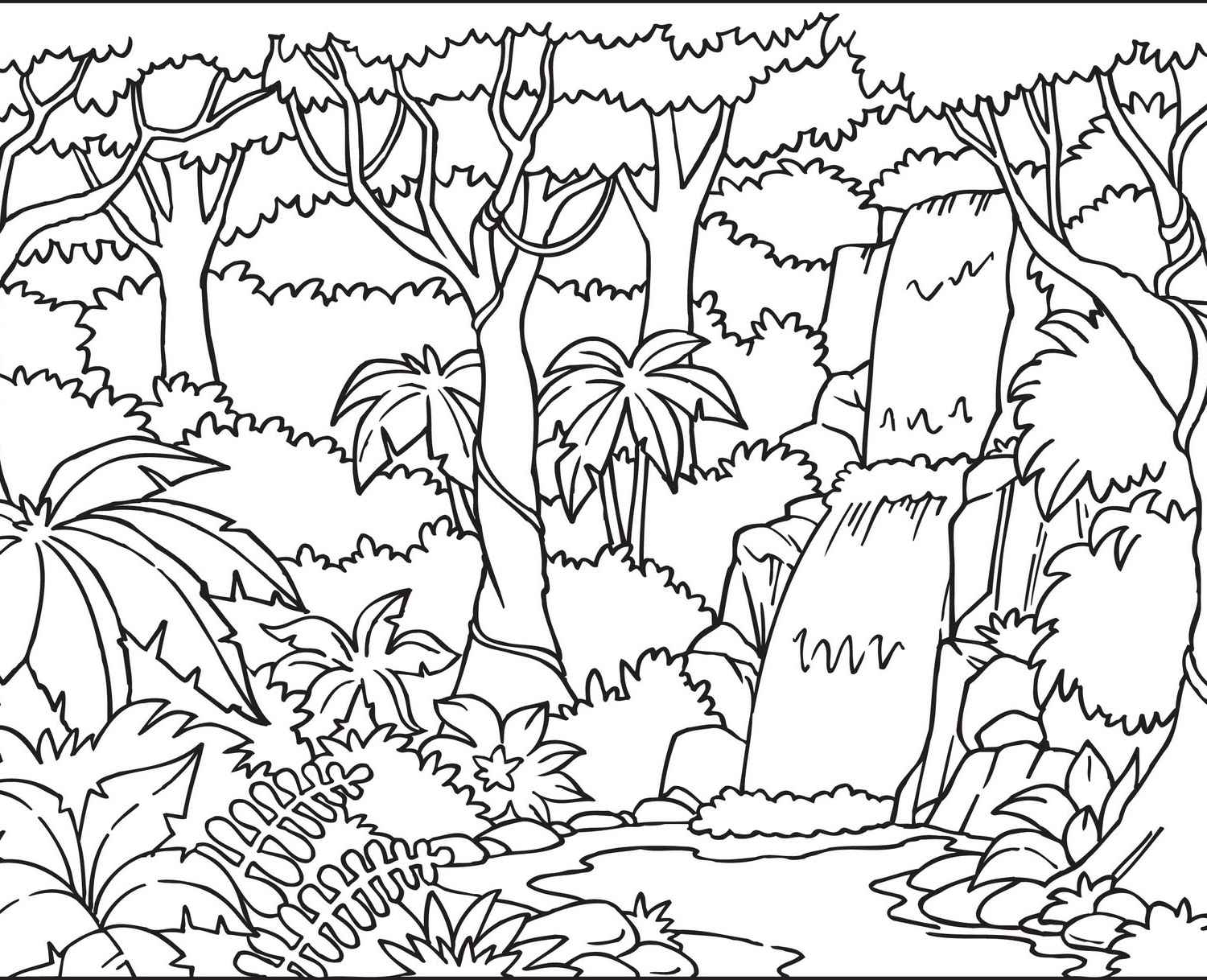 1500x1218 Happy Tropical Forest Coloring Pages Rainforest Animal Animals