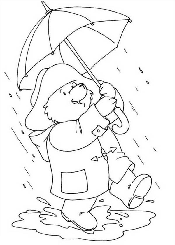 600x840 Paddington Bear Walking Around On Rainy Day Coloring Page Color Luna