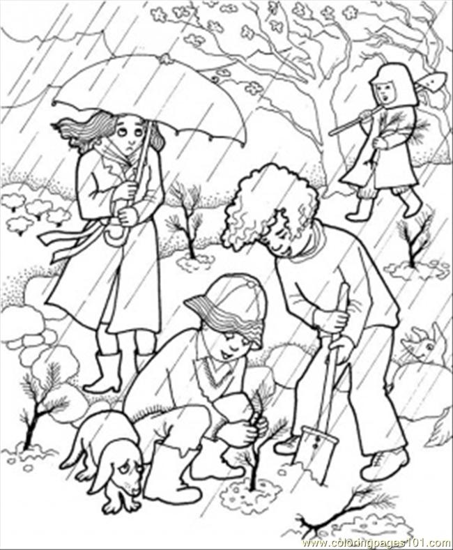 650x789 Rain In The Garden Coloring Page
