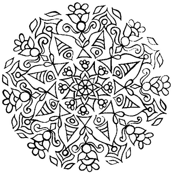 600x602 Rangoli With Mandala Design Coloring Page Color Luna