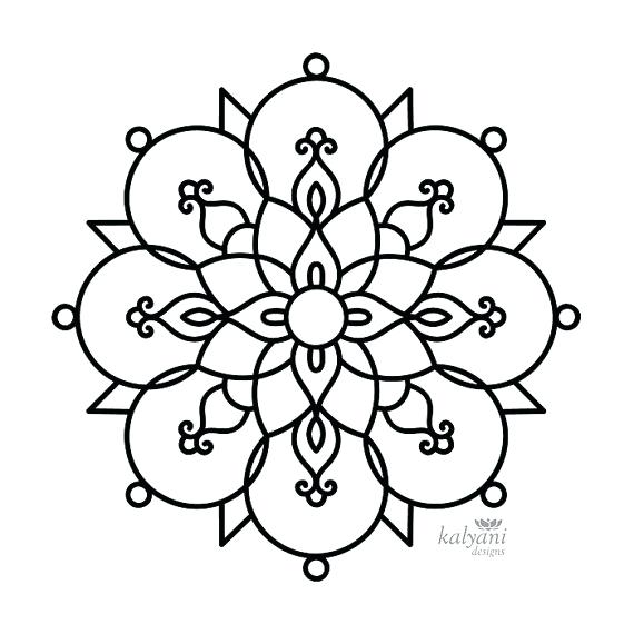570x570 Rangoli Coloring Pages Five Colouring Pages Printable Digital