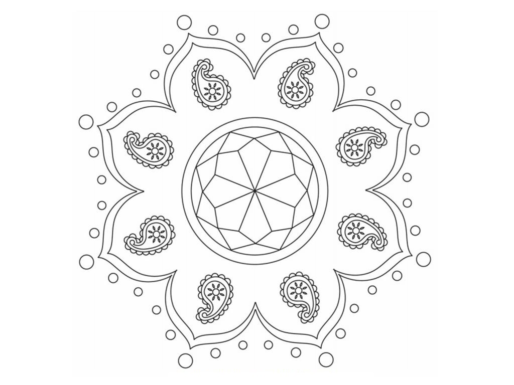 1024x768 Free Printable Rangoli Coloring Pages For Kids
