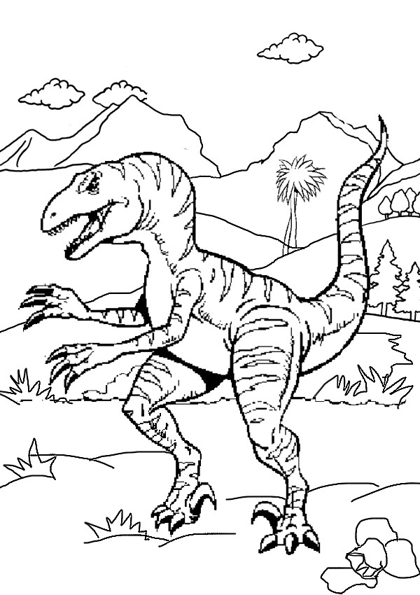 600x850 Awesome Jurassic Park Raptor Coloring Pages Velociraptor Dinosaur