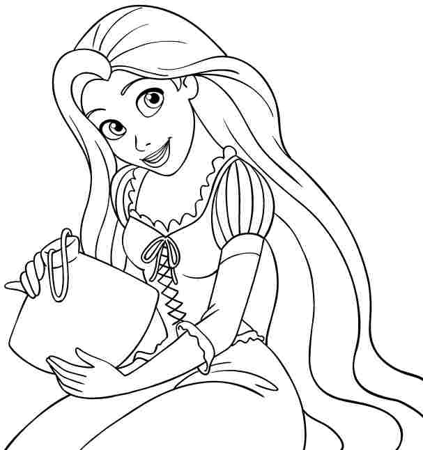 607x646 Disney Princess Rapunzel Coloring Pages Printable