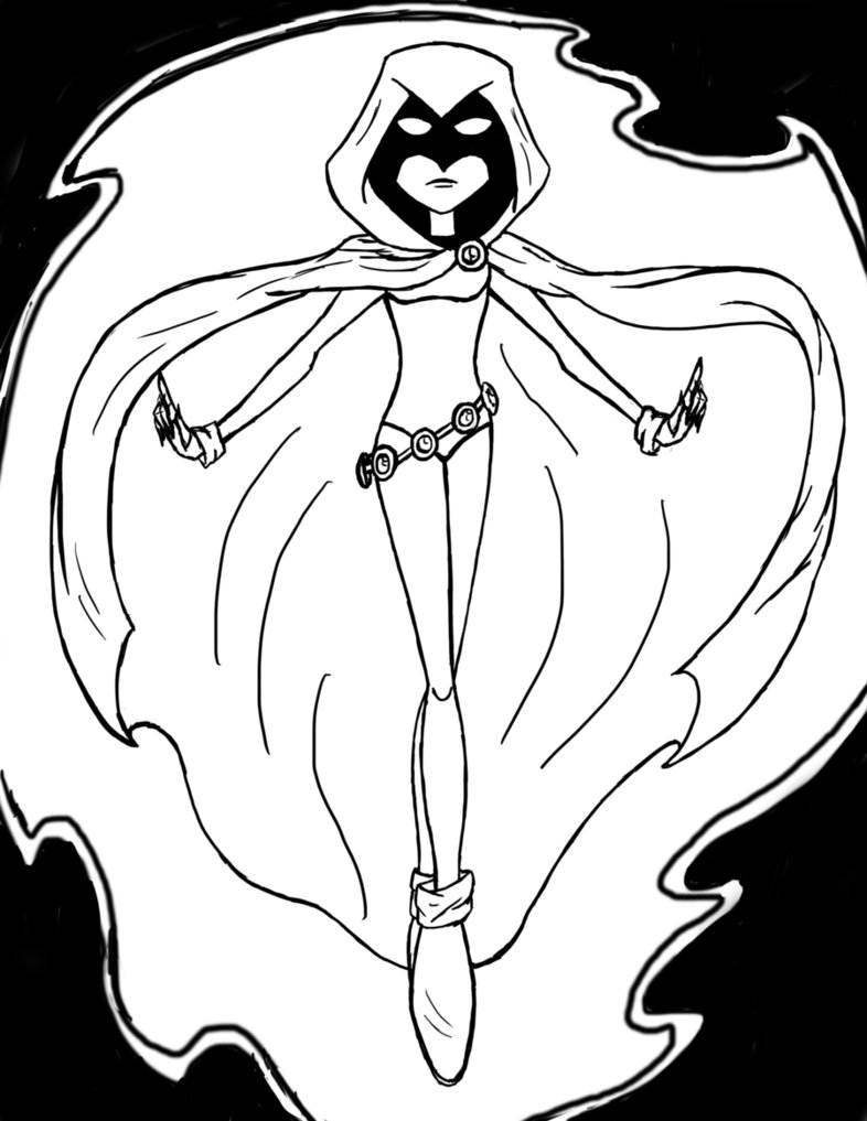 786x1017 Teen Titans Raven Line Art
