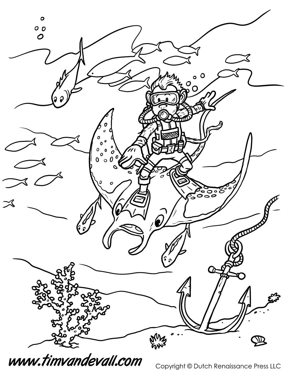 927x1200 Manta Ray Monkey Coloring Page