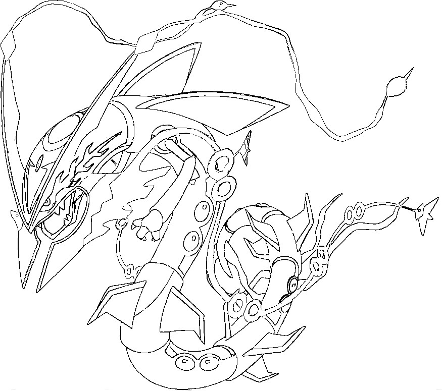 875x775 Coloring Page Mega Evolved Pokemon Mega Rayquaza