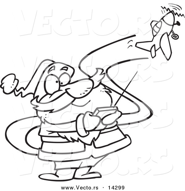 600x620 Vector Of A Cartoon Santa Flying A Remote Control Plane