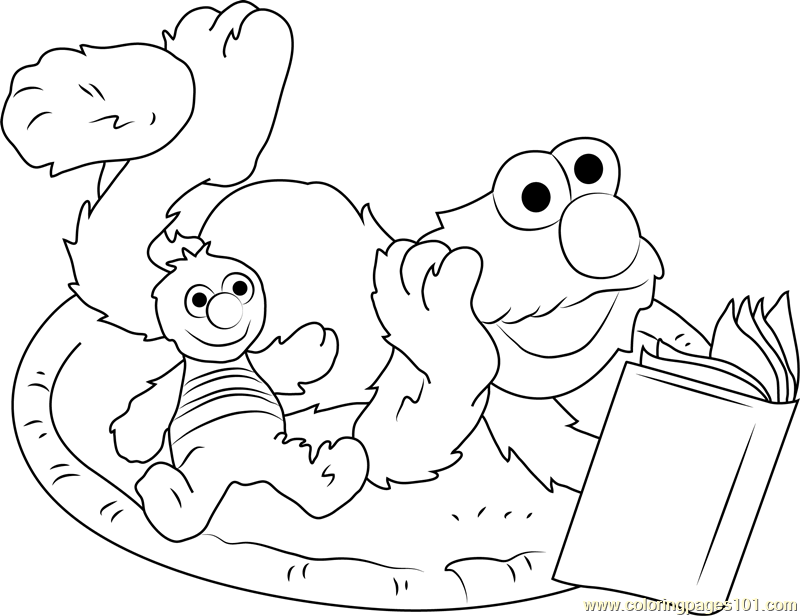 800x616 Elmo Reading Book Coloring Page
