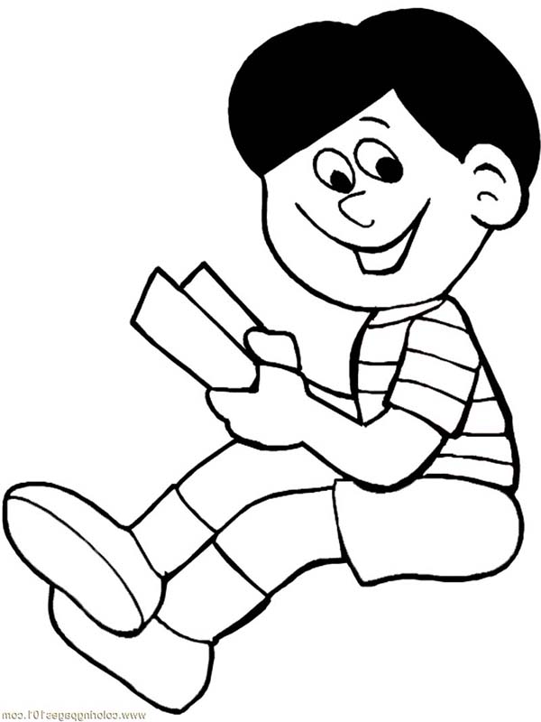 600x800 Little Boy Coloring Page A Little Boy Reading A Book On First Day
