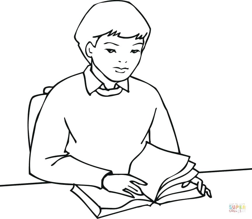864x750 Books Coloring Pages Click The A Boy Student Reading A Book
