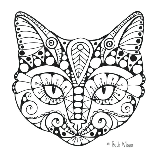 640x640 Realistic Cat Coloring Pages Printable Professional