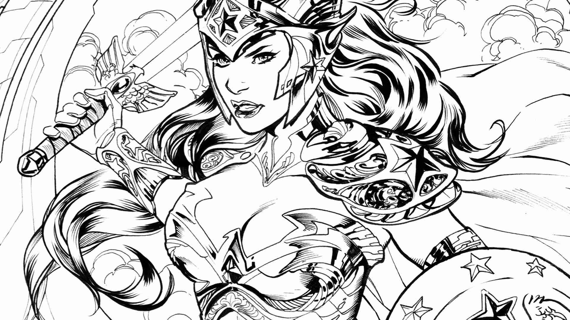 1920x1080 Realistic Wonder Woman Coloring Pages For Adults Coloringstar