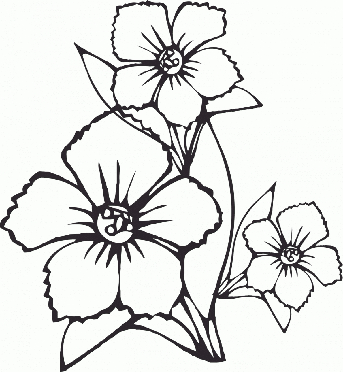 1190x1291 Flowers Dra Spectacular Realistic Flower Coloring Pages