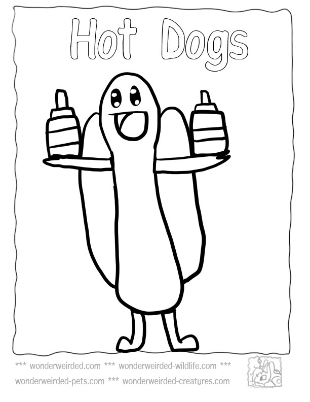 612x792 Food Coloring Pages Cartoon Hot Dog