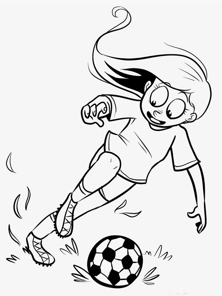 768x1024 Soccer Girl Coloring Player Pages Reaic