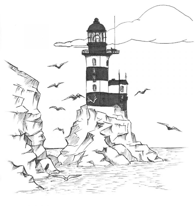 768x813 Realistic Lighthouse Coloring Pages